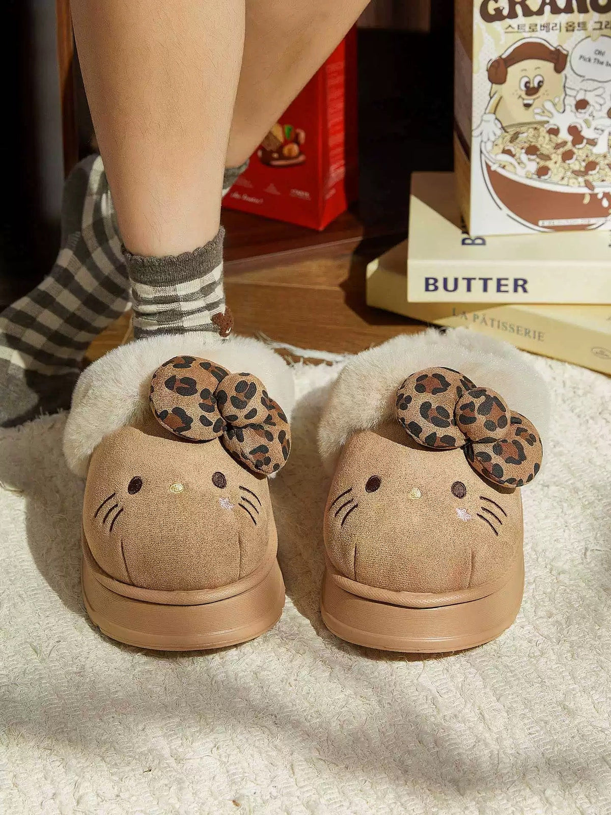 Hellokitty Brown Slippers Fluffy Shoes