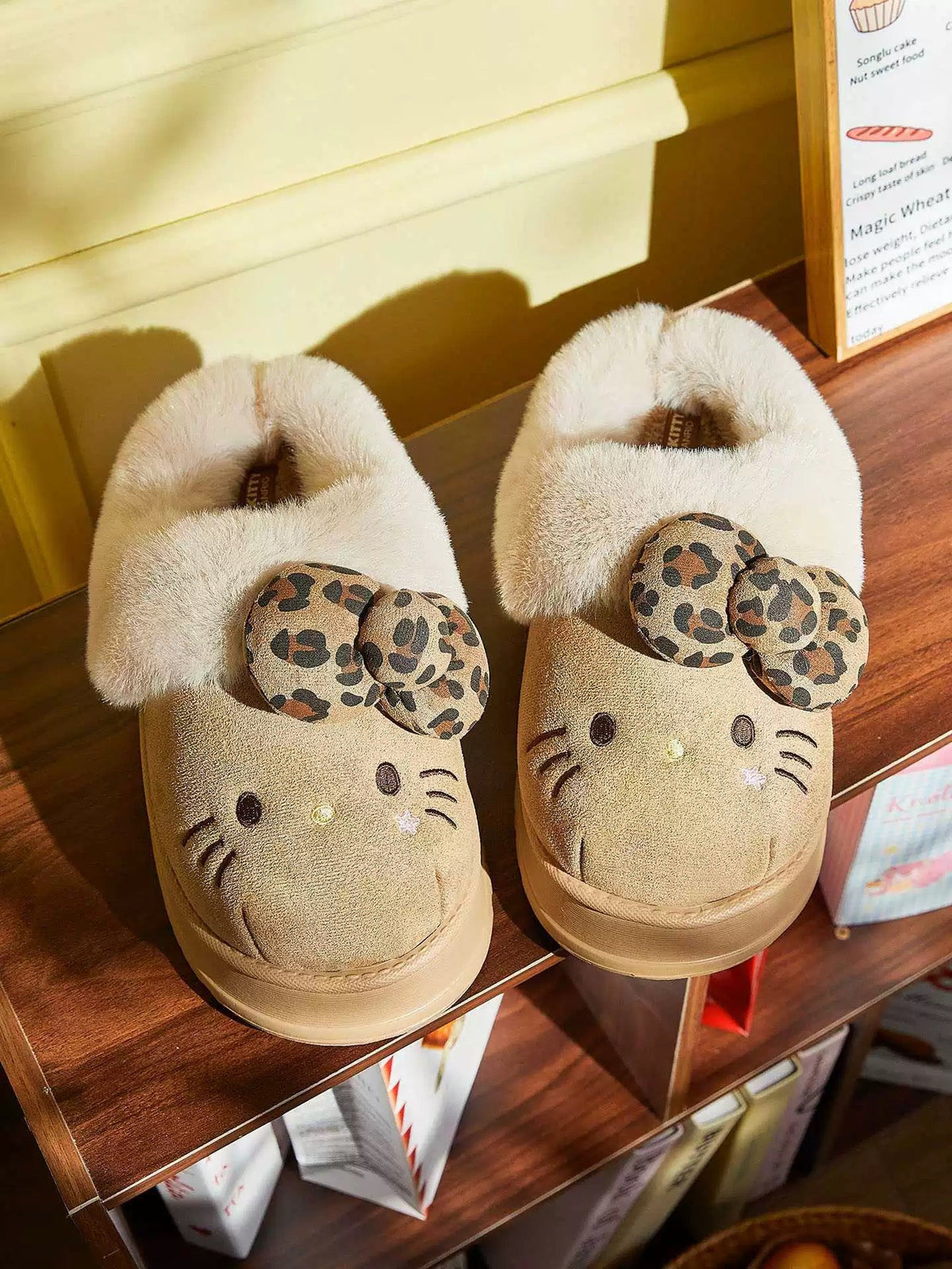 Hellokitty Brown Slippers Fluffy Shoes