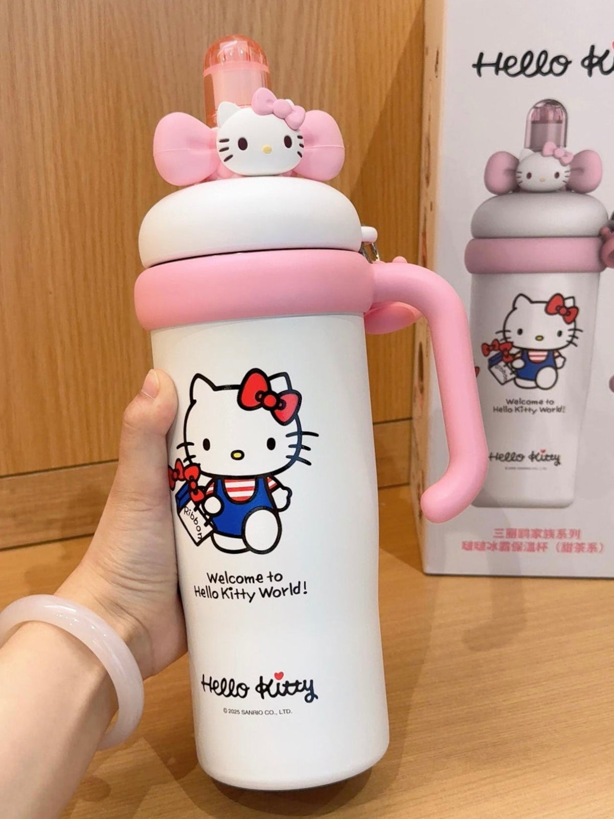 Sanrio Tumbler with Handle Stainless Steel Insulated Cup with Lid & Straw Water Bottle