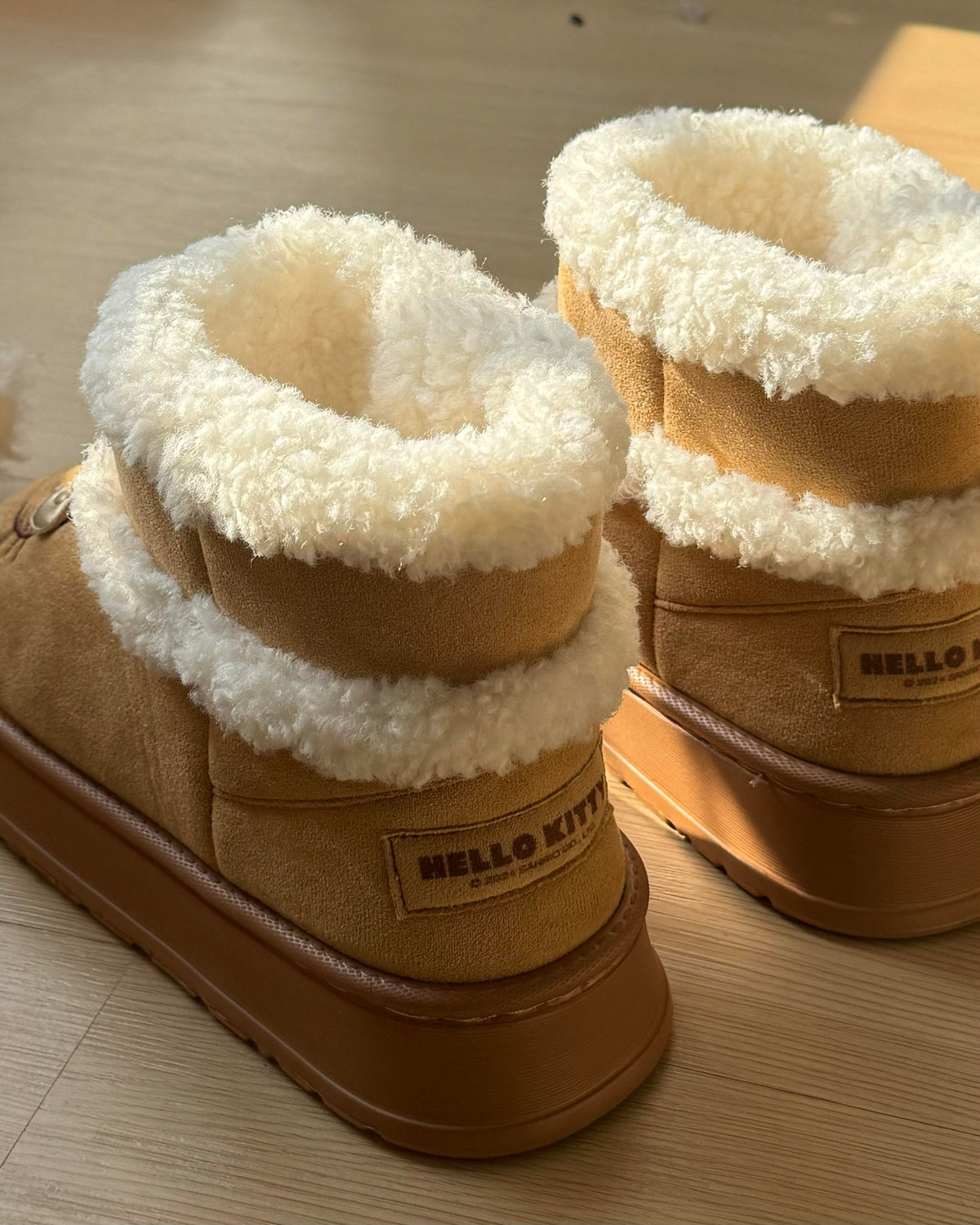 Hellokitty Pompon Lace Up Fur Winter Snow Boots Fluffy Boots Shoes