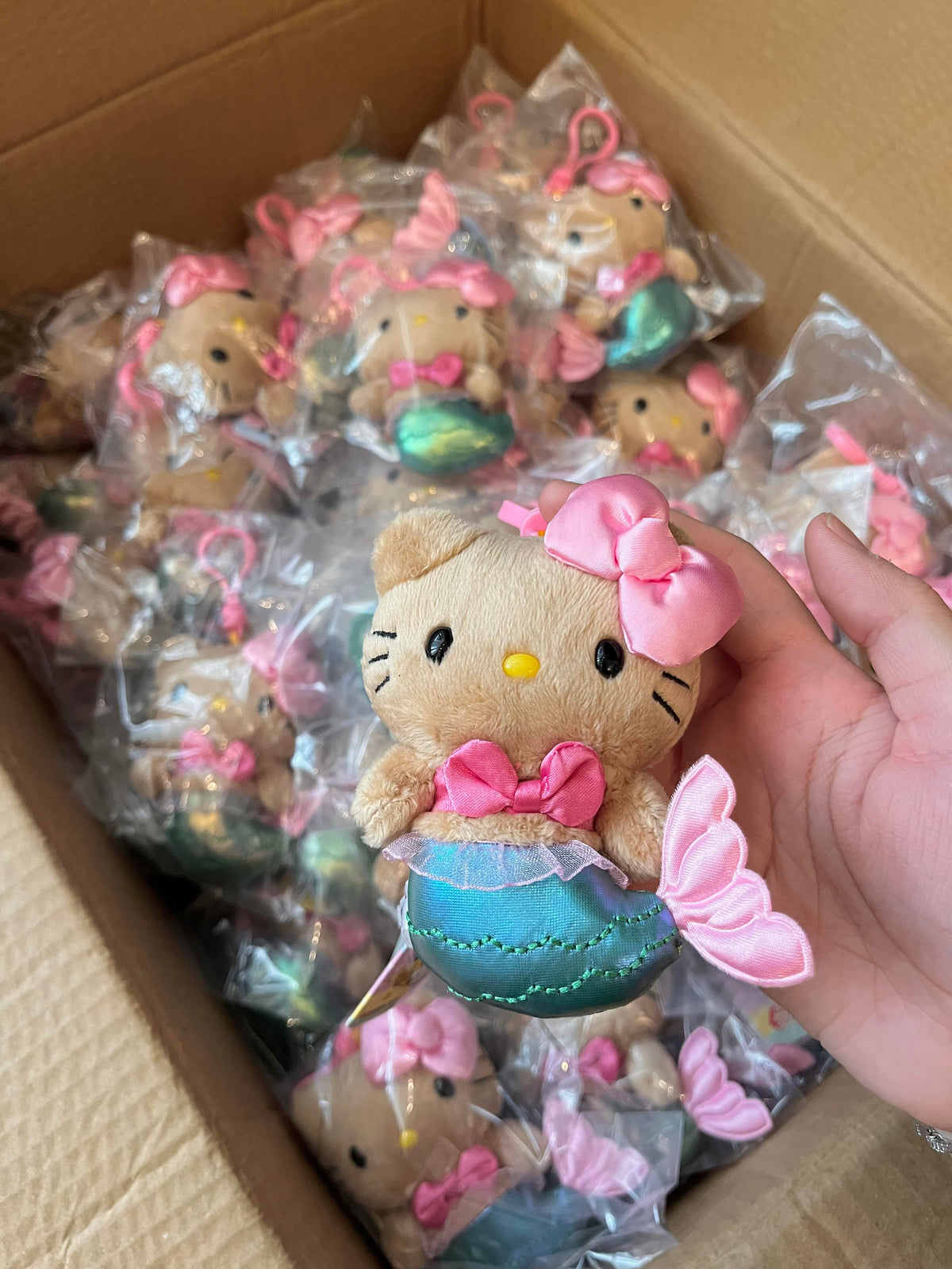 Hellokitty Brown Mermaid Plushie Keychain