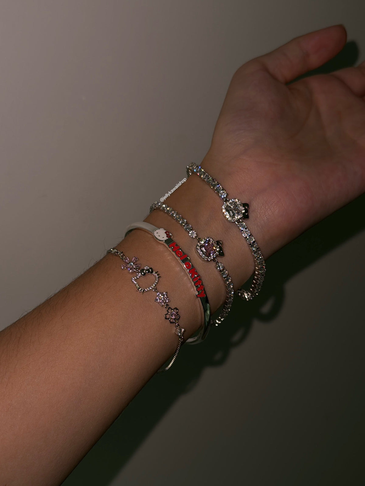 Sanrio Sterling Silver Cute Bracelet with Crystal | Birthday Christmas Jewelry Gifts for Women Girls（gift box)