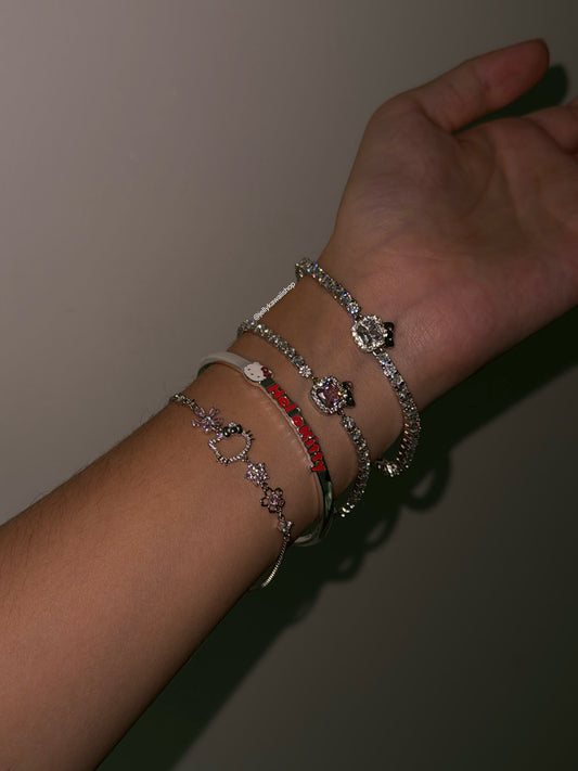 Sanrio Sterling Silver Cute Bracelet with Crystal | Birthday Christmas Jewelry Gifts for Women Girls（gift box)