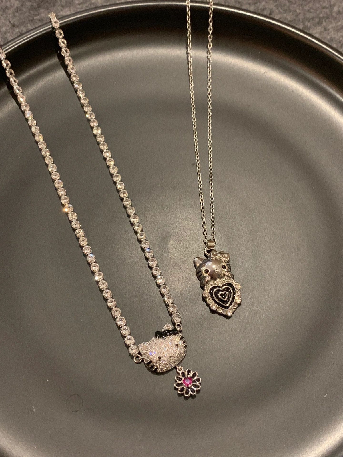 Hellokitty Rhinestone Necklace 2PCS