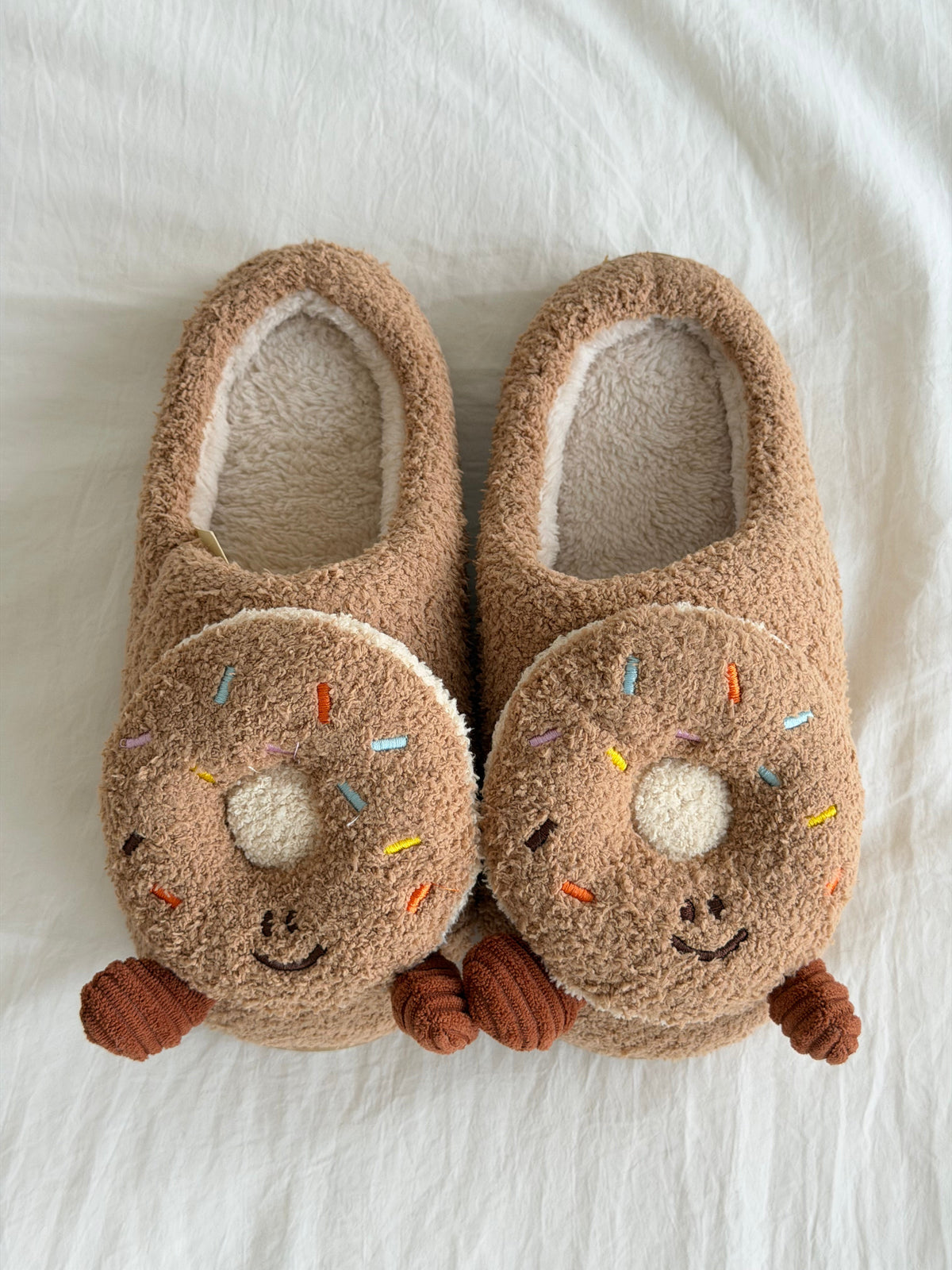 Girly Fuzzy Fluffy Comfy Donut Plush Slippers