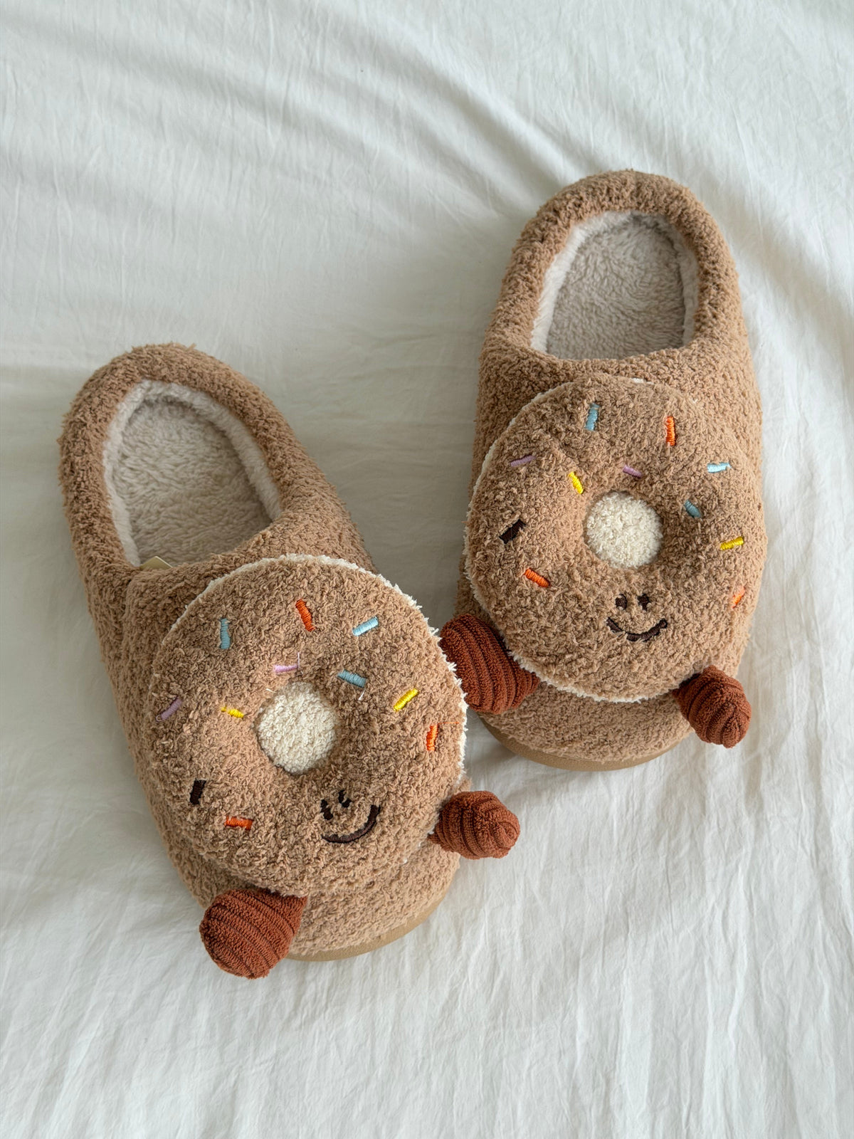 Girly Fuzzy Fluffy Comfy Donut Plush Slippers