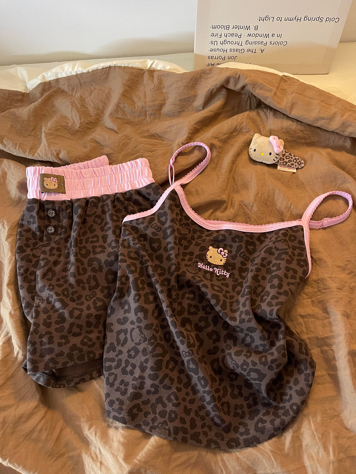 Hellokitty Leopard Print Cotton Pajama Set 2 Piece