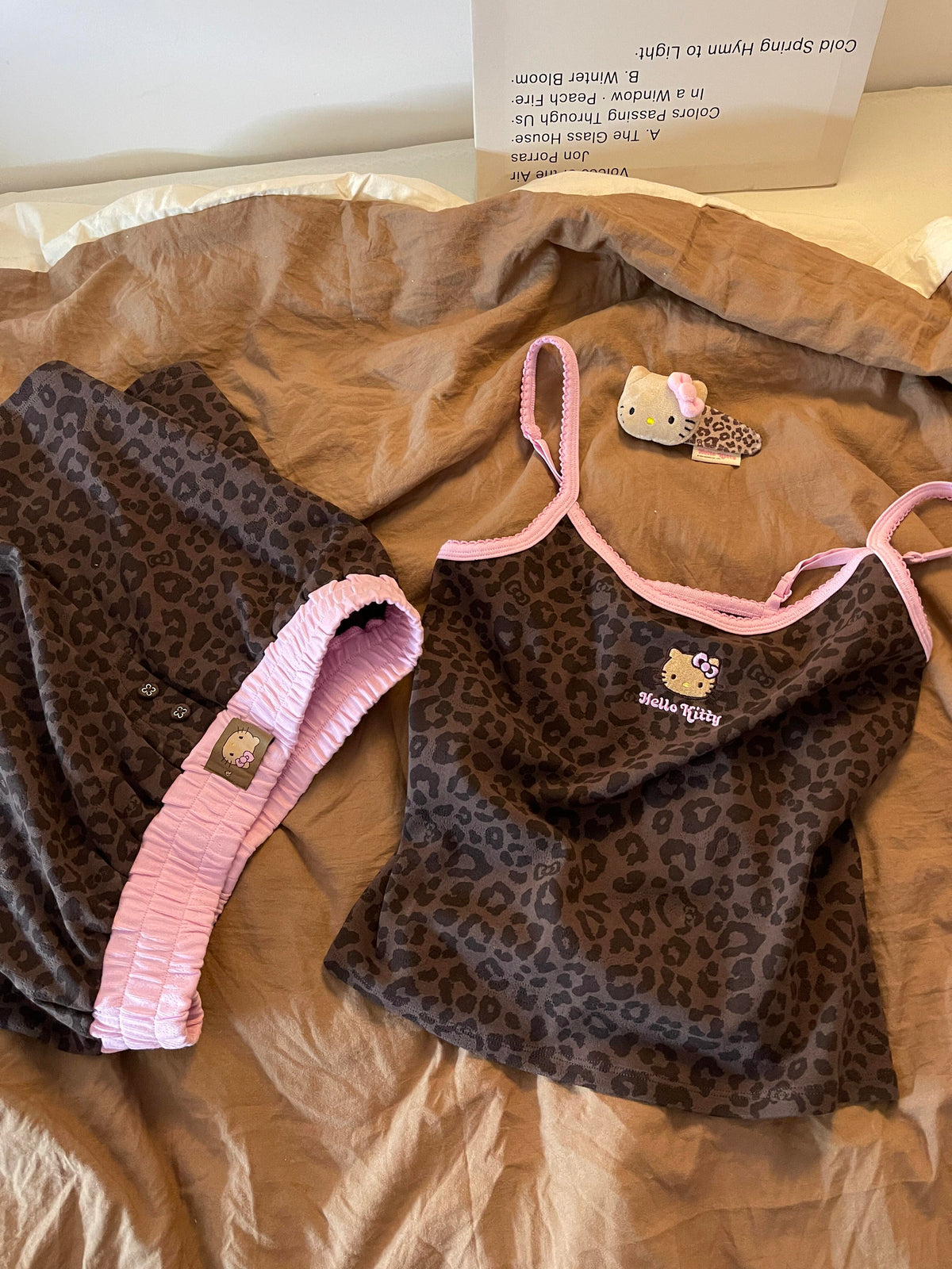 Hellokitty Leopard Print Cotton Pajama Set 2 Piece