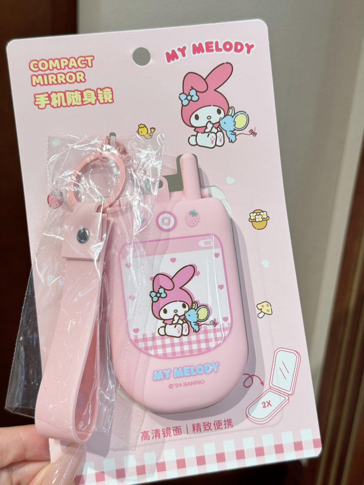Sanrio Phone Shape Mirror Bag Charm Handbag Decoration for Women Pendant Accessories for Purse Designer Shoulder Bag