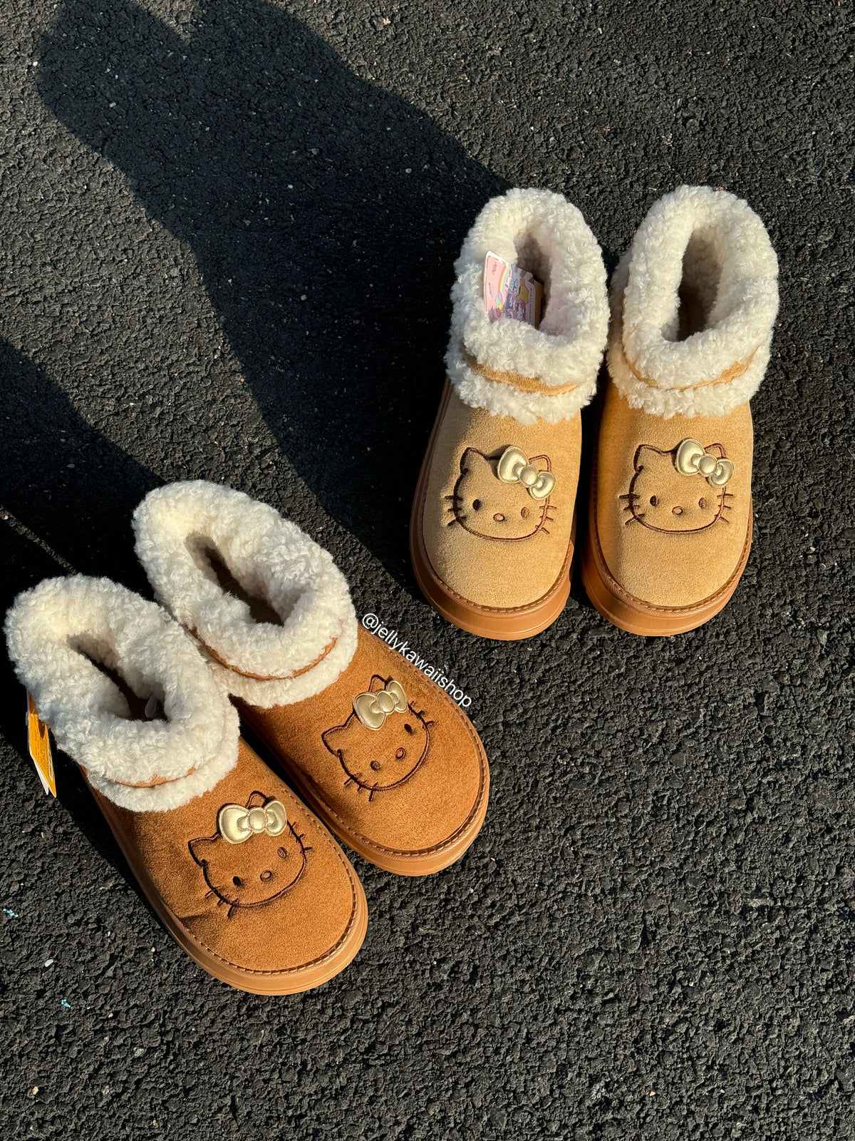 Hellokitty Pompon Lace Up Fur Winter Snow Boots Fluffy Boots Shoes