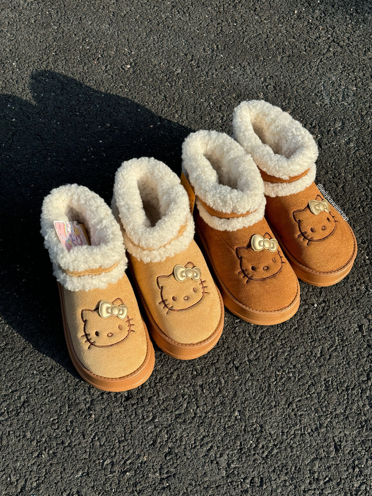 Hellokitty Pompon Lace Up Fur Winter Snow Boots Fluffy Boots Shoes