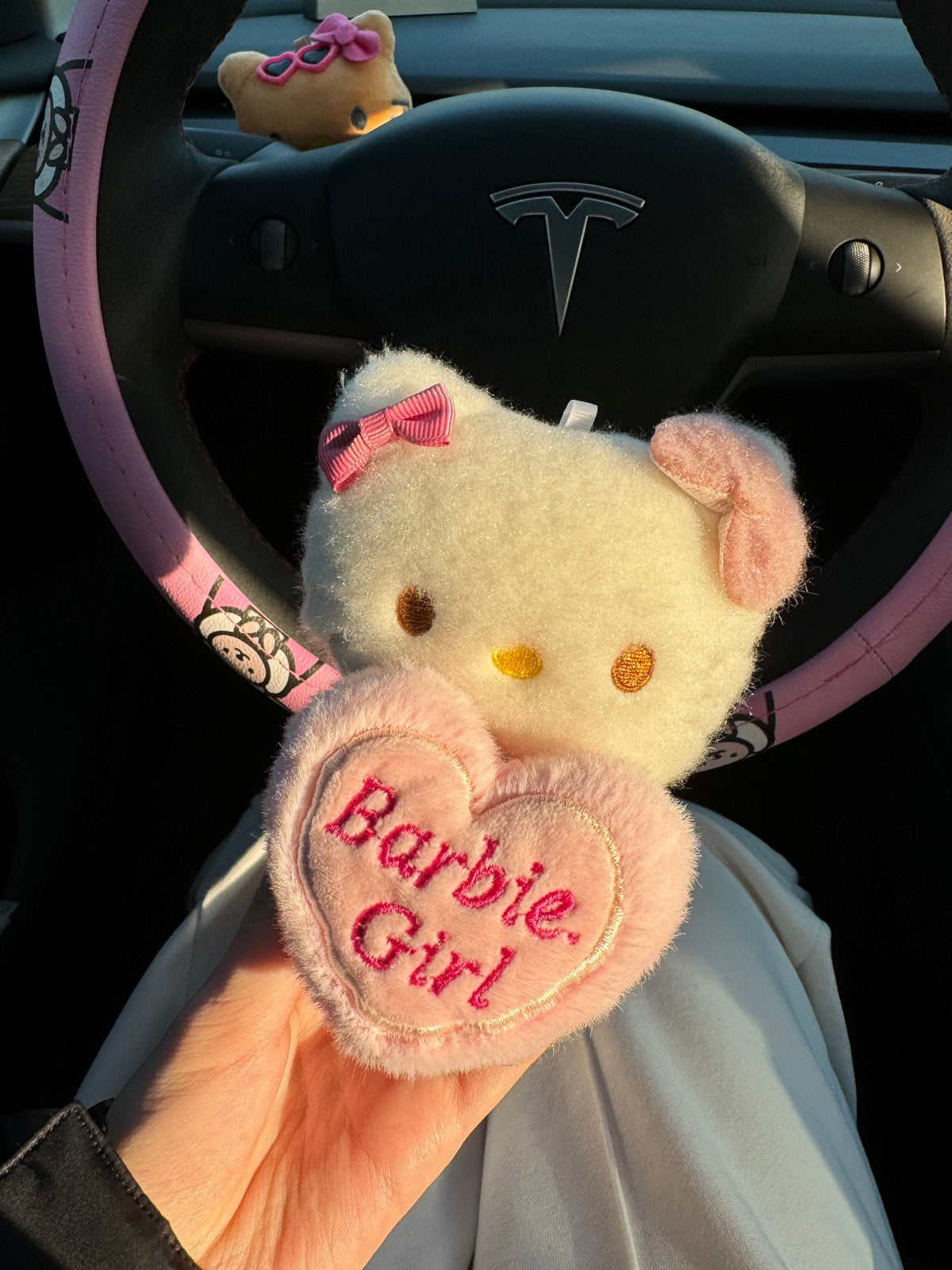 Hellokitty Barbie Girl Pink Plush Toy for Windshield Wiper Gear Lever Wiper Shift Grip