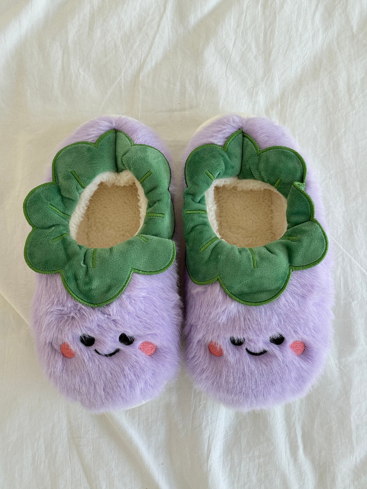 Croissant/ Peanuts/ Fried egg/ Purple Eggplant/ Teapot Slippers Soft Comfy Memory Foam Non-slip Indoor House Shoes