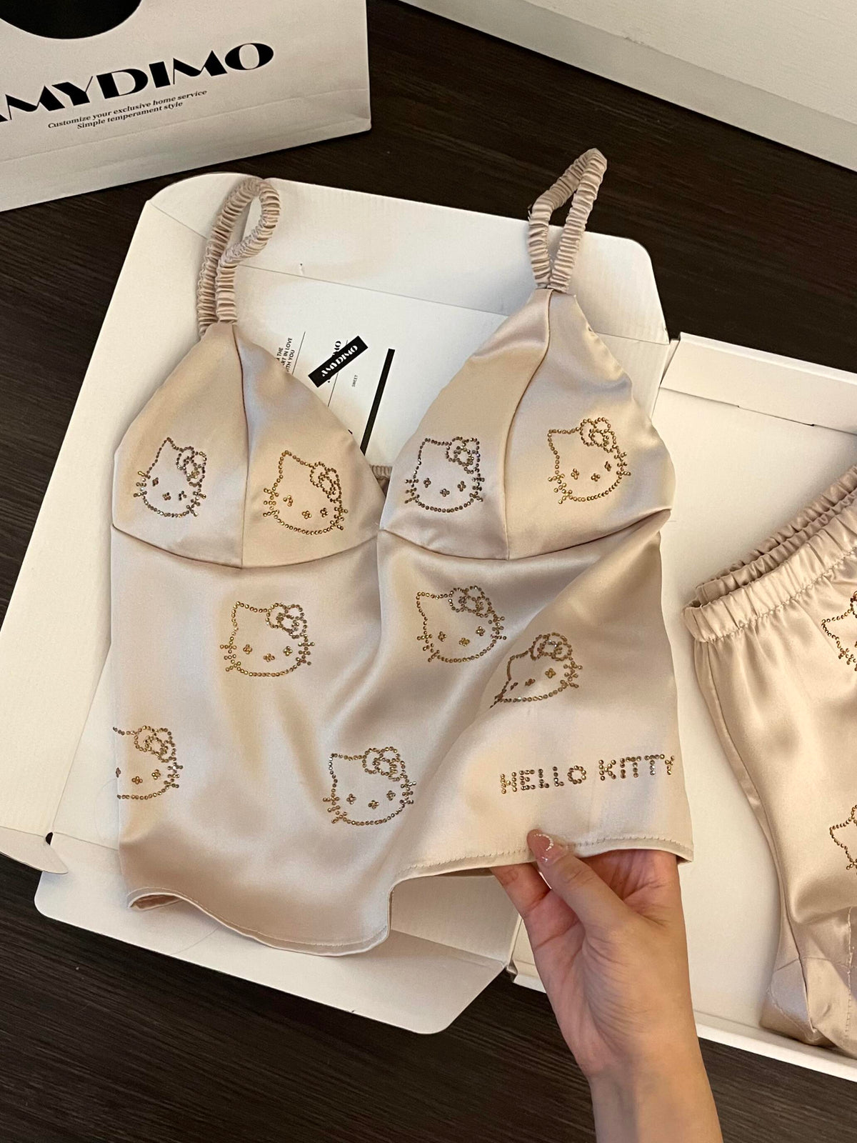 Hellokitty Champagne Satin Pajama Set