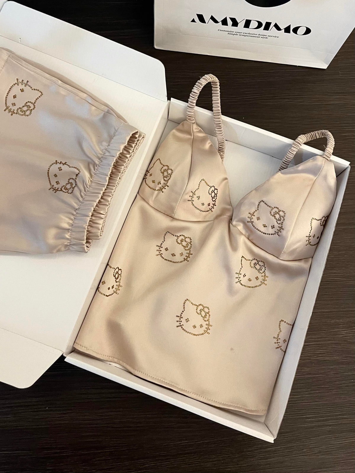 Hellokitty Champagne Satin Pajama Set