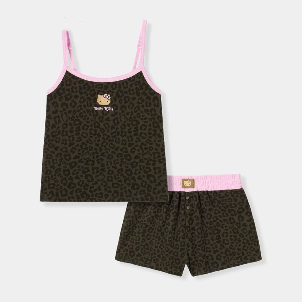 Hellokitty Leopard Print Cotton Pajama Set 2 Piece
