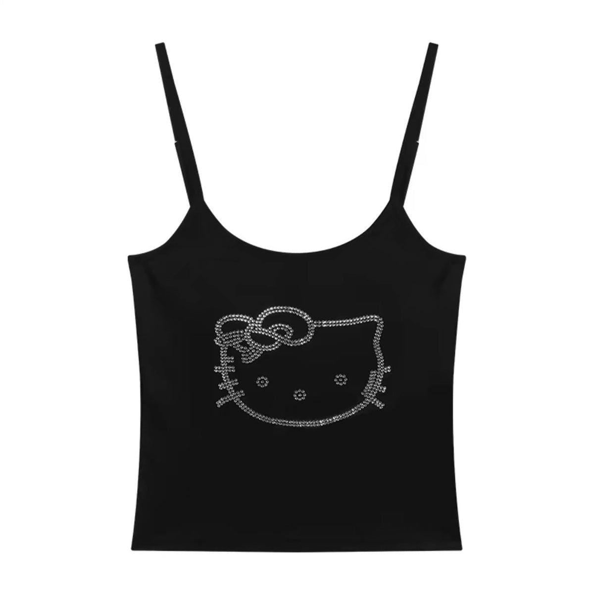 Hellokitty Rhinestone Camisoles Tops with Built in Padded Bra Tank Top