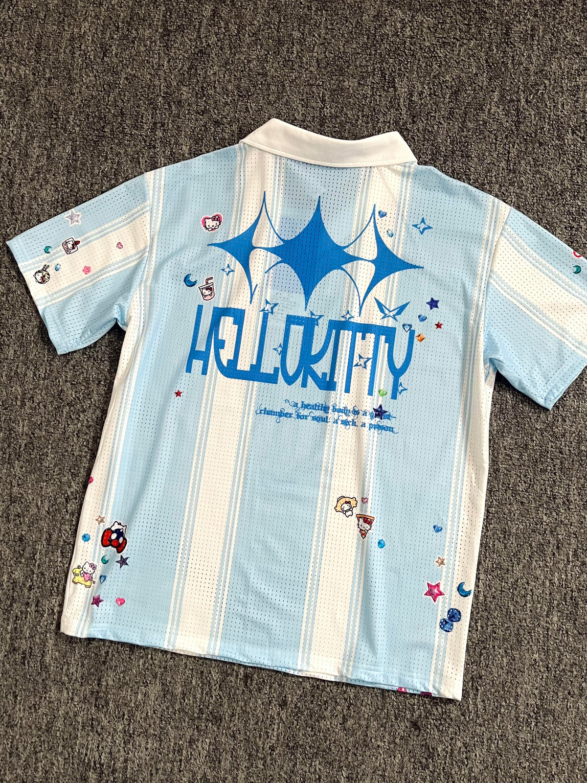 Hellokitty Jersey Shirts for Women V Neck Tshirt Striped Number Graphic Shirt Casual Y2k Streetwear Tee Tops