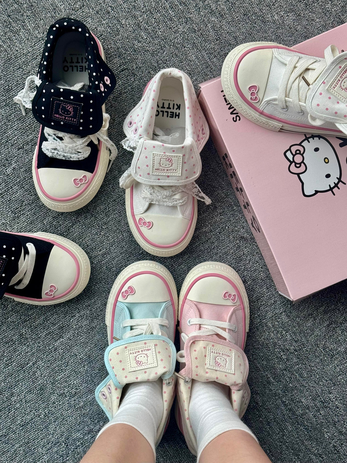Hellokitty Foldable Hightop Canvas Tops Lace-Up Women's Shoes
