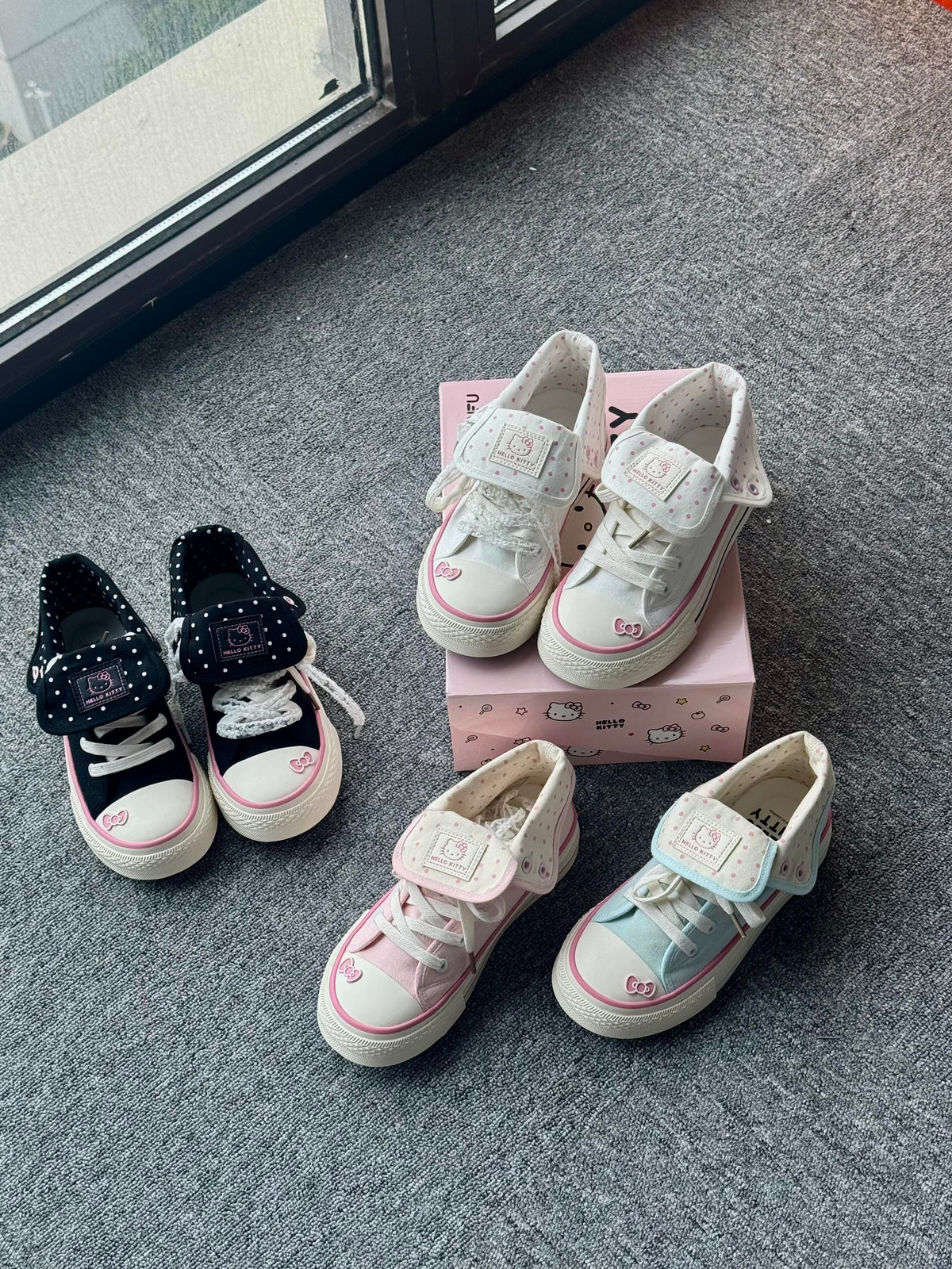 Hellokitty Foldable Hightop Canvas Tops Lace-Up Women's Shoes