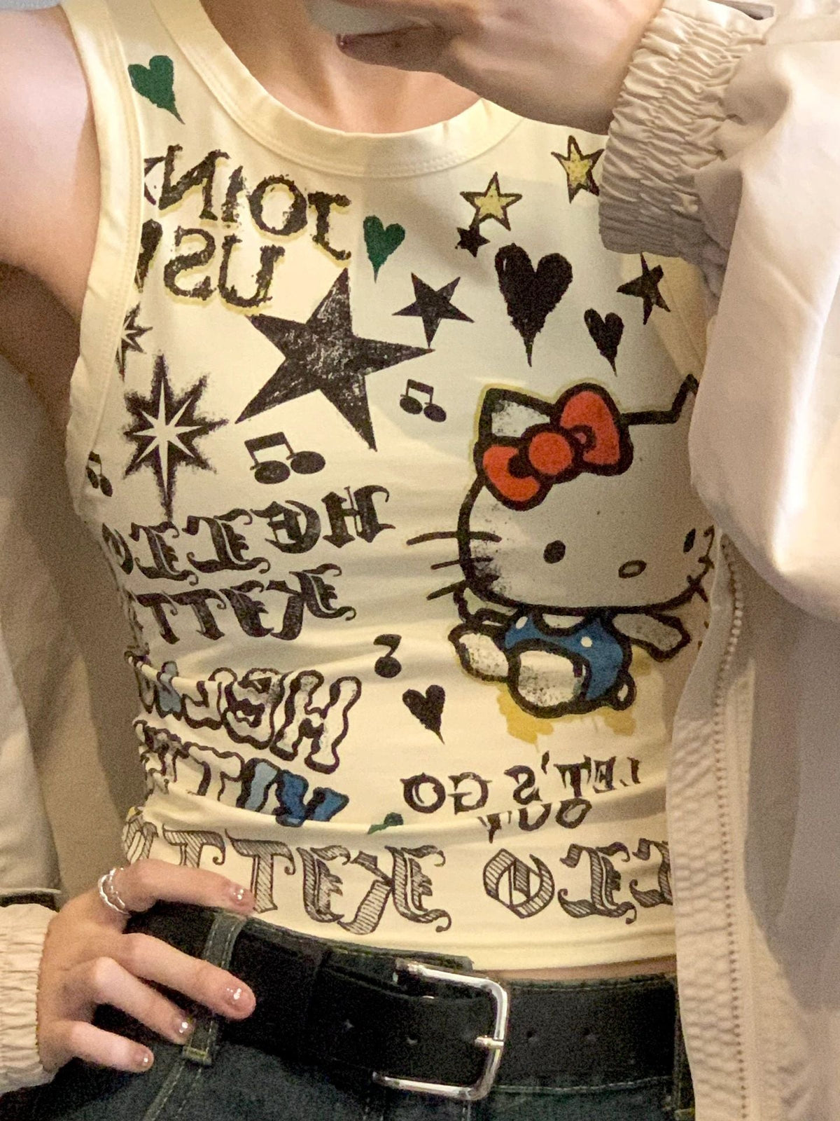 Hellokitty Women’s  Sleeveless Racer Back Tank Tops Halter Neck Crop Tops