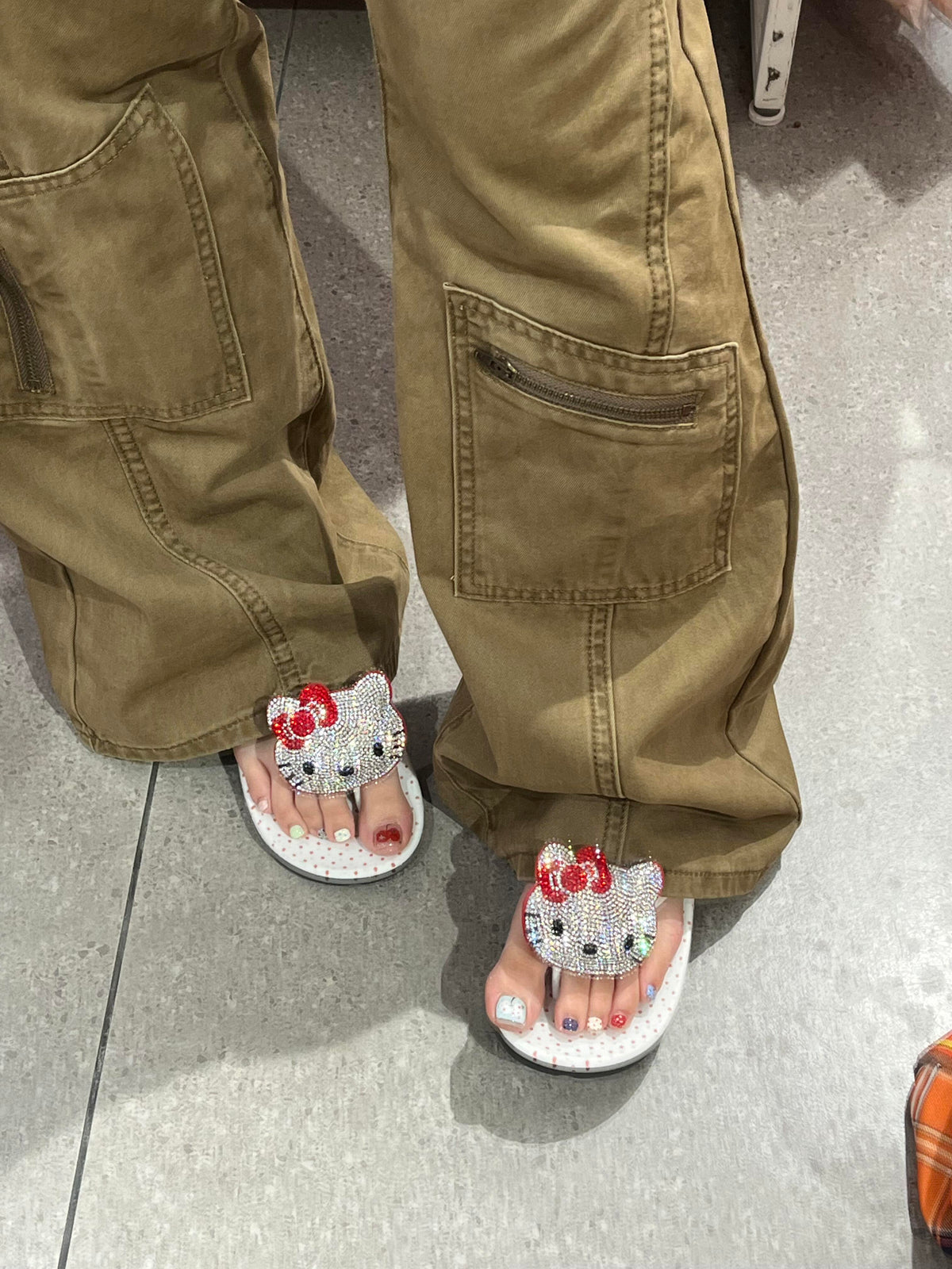 Sparkling Hellokitty Sandals Polka-dot Sole Flip Flops