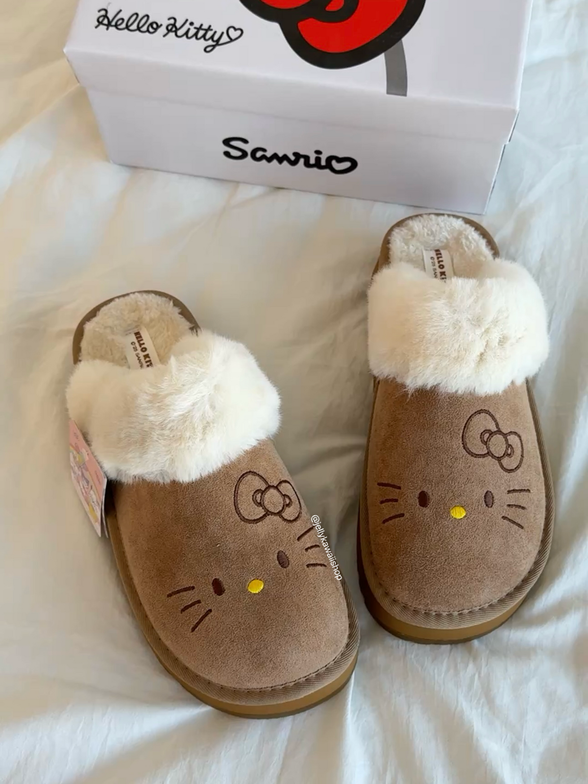 Hellokitty Fuzzy Brown Clogs Slippers Fluffy Shoes
