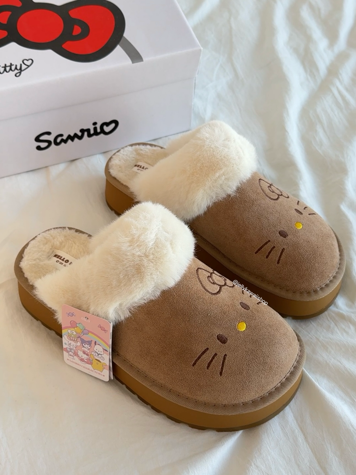 Hellokitty Fuzzy Brown Clogs Slippers Fluffy Shoes