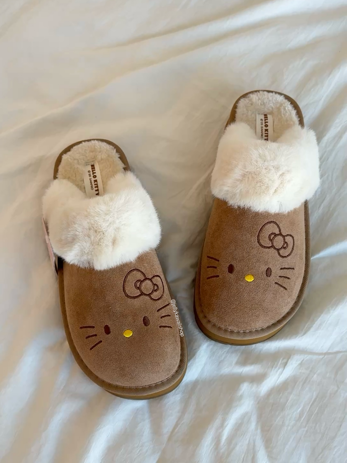 Hellokitty Fuzzy Brown Clogs Slippers Fluffy Shoes