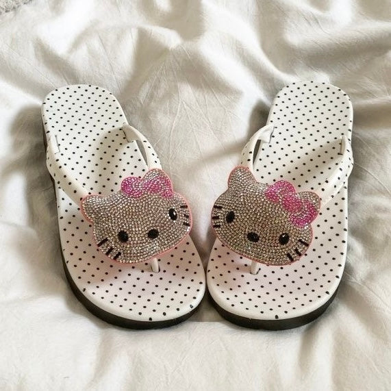 Sparkling Hellokitty Sandals Polka-dot Sole Flip Flops