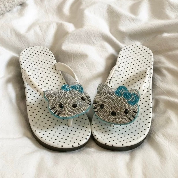 Sparkling Hellokitty Sandals Polka-dot Sole Flip Flops