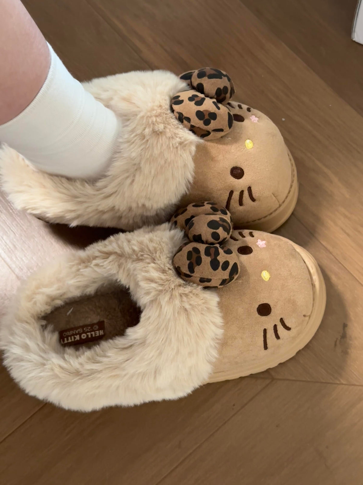 Hellokitty Brown Slippers Fluffy Shoes