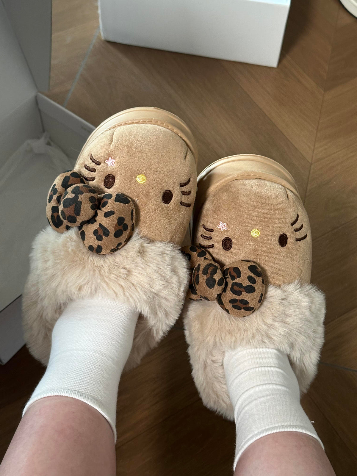 Hellokitty Brown Slippers Fluffy Shoes