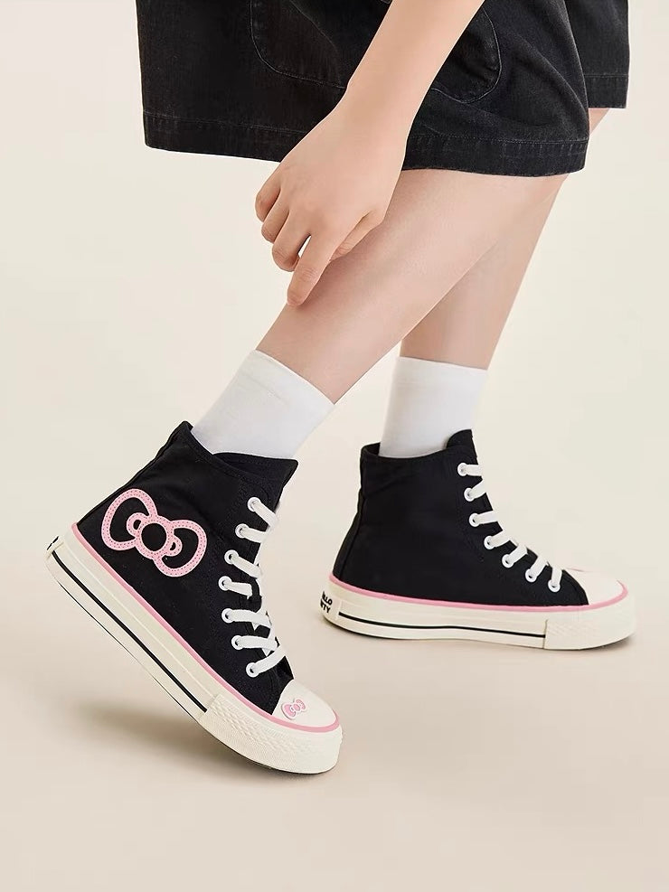 Hellokitty Foldable Hightop Canvas Tops Lace-Up Women's Shoes