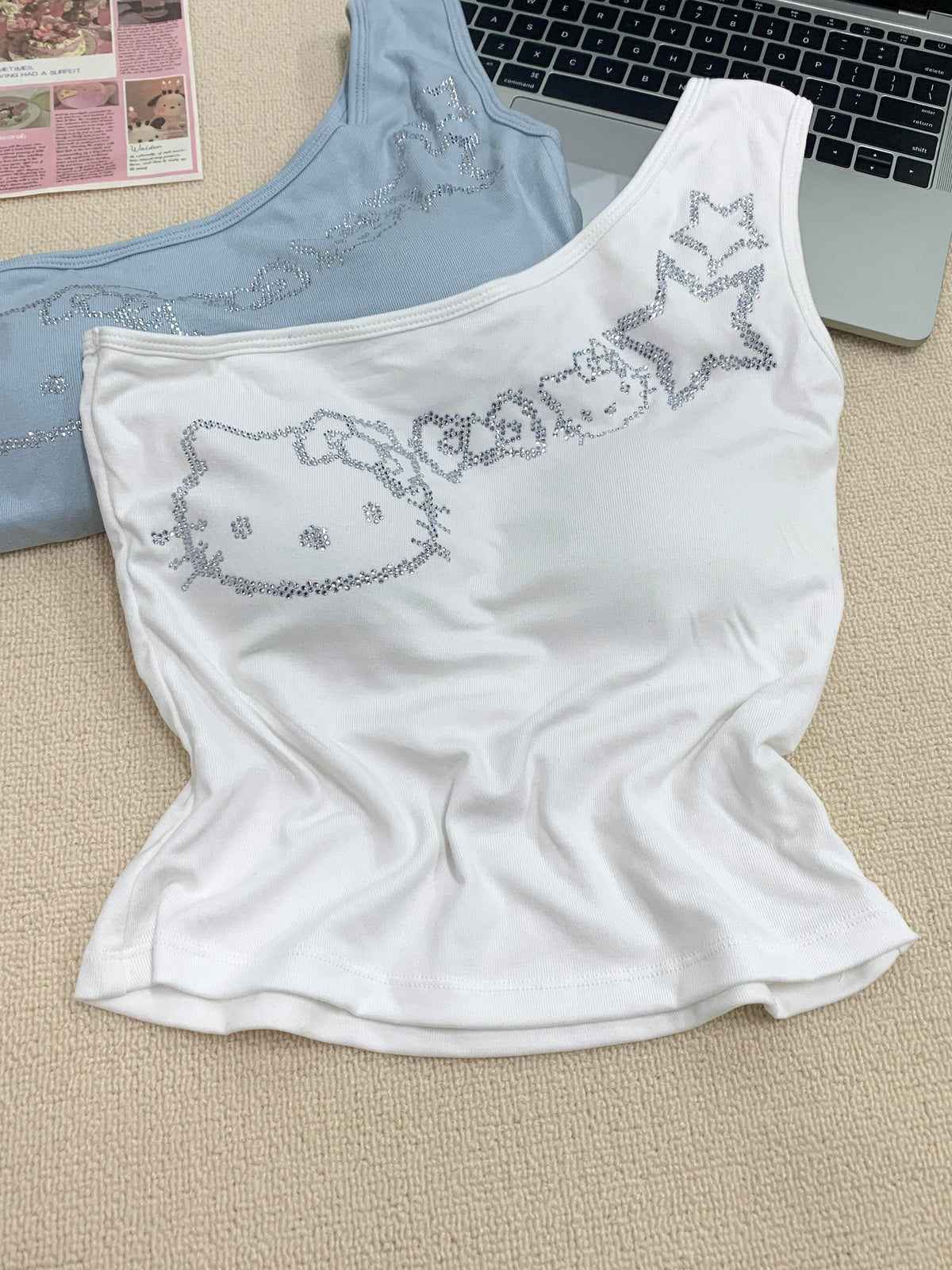 Hellokitty One Shoulder Tank Tops