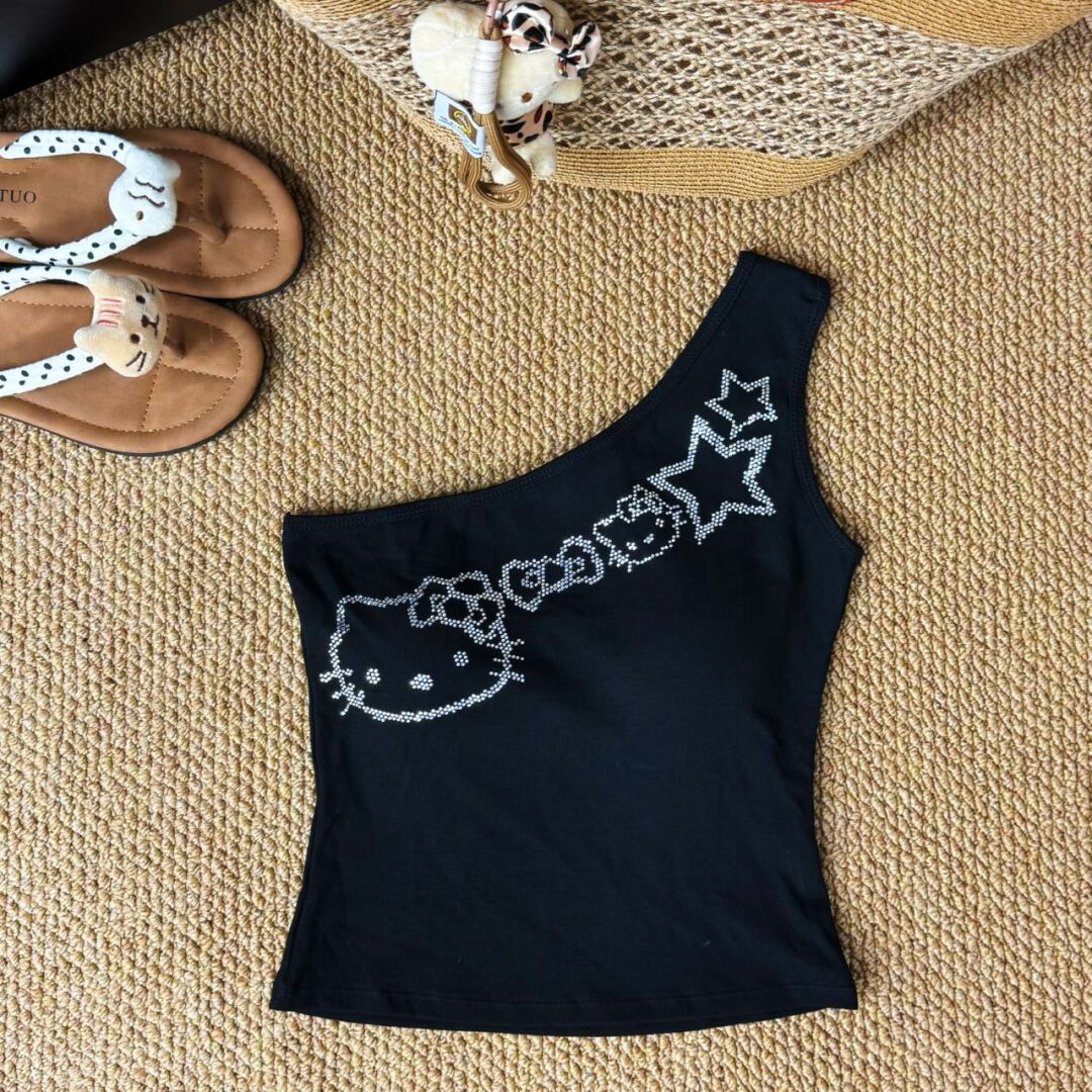 Hellokitty One Shoulder Tank Tops